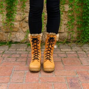 TIMBERLAND Faux Shearling Cuff Tall Boots, 38